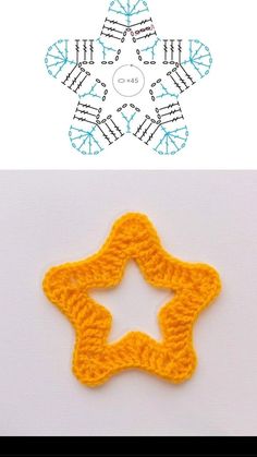 two different crochet designs, one with a star on it