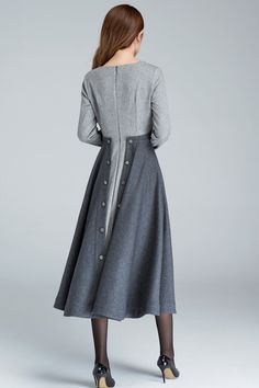 Winter Wool Dress, Minimal Dress, Dress Winter, Clothes Pattern, Warm Dresses, Trendy Dress, Grey Dress, Stripe Dress, Dress Girl