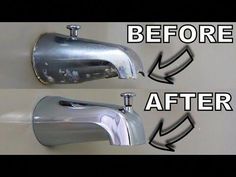 before and after pictures of a bathroom faucet