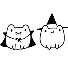 two cartoon animals wearing hats and capes