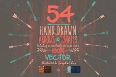 a poster with arrows and the number 54 for hand drawn arrows, shapes, and colors