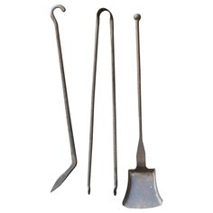 three different types of garden tools on a white background