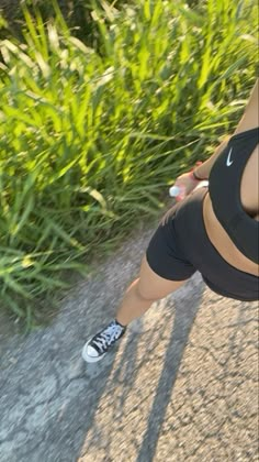 #run #sportswear #black #nature A Woman, Walking, Green, Black