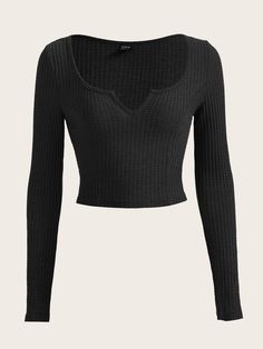 Autumn Tops, Shein Long Sleeve Top, Black Crop Long Sleeve, Women Clothes, Top Manga Larga, Long Sleeve Shirt, Shein Shirts, Gothic Teens Long Sleeve Shirts, Cheap Black Long Sleeve Cropped Sweater