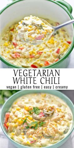 vegetarian white chili is an easy and delicious side dish that's ready in less than 30 minutes