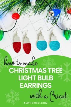 christmas tree light bulb earrings with a crict