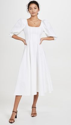 STAUD Swells Dress | Shopbop Fashion Course, Course Ideas, White Dress Summer, Corset Style, Casual Summer Dresses, China Fashion, White Summer, Trending Dresses, Spring Dresses