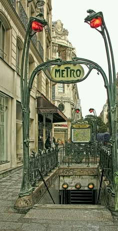 the entrance to metro station in paris, france