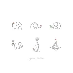 an elephant, giraffe, and zebra line drawings