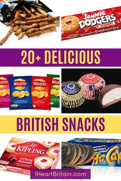 british snacks with the words 20 delicious british snacks