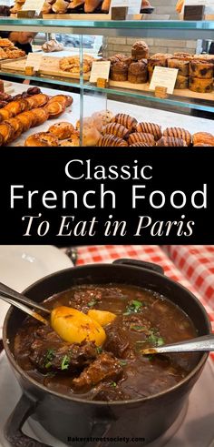 boeuf bourguignon and croissants from Paris Paris Bistro Cooking Recipes, What To Eat In Paris, Best Food Paris, Popular French Food, Where To Eat In Paris On A Budget, Paris Street Food, Must Try Food In Paris, Paris Must Eat, Best Dinner Restaurants In Paris