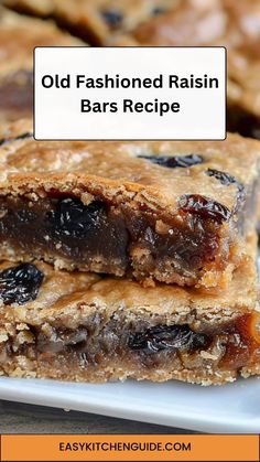 old fashioned raisin bars recipe on a plate