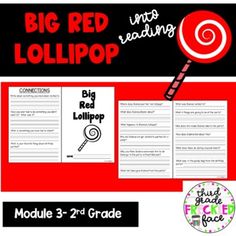 the big red lollipop reading activity is shown with text and pictures on it