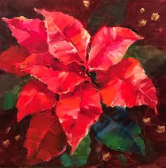 a painting of a red poinsettia flower