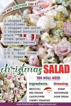 christmas salad recipe with instructions for dressing