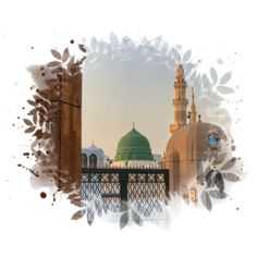 an image of a building with a green dome on it's roof and a fence in front of it