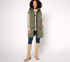 Cozy, comfortable, and cute... you'll say "yes" to this puffer vest from Nuage as the season's most sought-after layer. Show off its chic chevron-quilted design as you wear it for fall's outdoor activities like football games and apple picking. And because it keeps your core warm and toasty (and your arms free to take on any task), it carries you through winter as you're dashing through the snow to gather holiday gifts.  This puffed piece can be tossed on over long-sleeve tees, sophisticated swe Dashing Through The Snow, Quilted Puffer Vest, Chevron Quilt, Fall Outdoor, Apple Picking, Style And Grace, Say Yes, Football Games, Puffer Vest