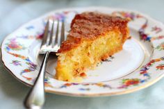 a piece of cake on a plate with a fork