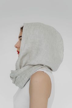 Linen Hooded Scarf Natural Fabric Round Scarf With Hood Linen Circle Womens Cowl Hood - Etsy Scarf With Hood, Hooded Scarf Pattern, Cowl Hood, Hollywood Fl, Hooded Scarf, Circle Scarf, Natural Fabric, Sleeveless Crop Top, Scarf Pattern