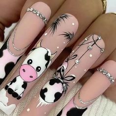 Color: SGCY-258 Style: Sweet Style2: Wearable Extra Nails Designs, Press On Nails French Tip, French Tip Fake Nails, Press On Nails French, Nails Press Ons, Nails French Tip, Square Press On Nails, Cow Nails, Long Press On Nails