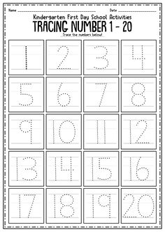 the worksheet for numbers 1 - 20 is shown in this printable version