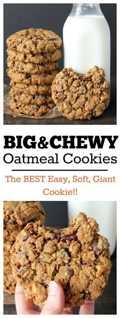 the cover of big and chewy oatmeal cookies