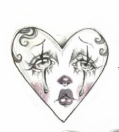 a drawing of a heart with two eyes