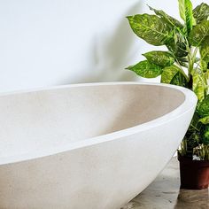 Size: 26 H x 67 L x 33 D Weight: 414 lbs Material: White Terrazzo Finish: Smooth Interior Surface Color: White With Multi-color Speckles; Will Vary Slightly from piece to piece Overflow drain: Yes Main Drain: 50 mm Standard Gooseneck Expertly crafted from terrazzo this beautiful tub brings all the natural beauty of stone without the immense weight. Featuring an egg shape this piece is perfectly suited for long, relaxing soaks. Stone Bath Tub, Concrete Bath, Stone Tub, Indoor Outdoor Bathroom, Colorado House, Stone Bathtub, Outdoor Tub, White Tub, White Terrazzo