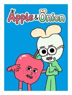 an apple and onion character with the words apple & onion on it's back