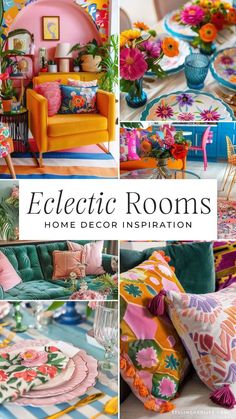 the cover of eclectic rooms home decor inspirationally decorated with colorful florals and bold colors