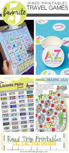 five free printable travel games for kids to play on the road or in the park