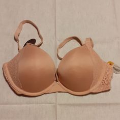 A Pale Pink Bra With Lace Edging Around The Cups Lots Of Cushion And Support Size 34c Spring Padded Stretch Bra, Spring Padded Bras, Elegant Padded Bra, Spring Fitted Padded Bra, Spring Padded Fitted Bra, Spring Season Fitted Padded Bra, Lacey Bra, Pink Bra, Lace Edging