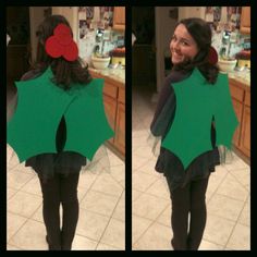 two pictures of a woman wearing a green dress and black tights, holding an umbrella