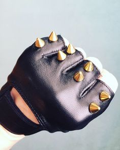 Black Leather Italian Nappa Leather Gloves with 2 brass spikes. Leather will stretch. These always receive compliments! Returns/ Exchanges are accepted if they don't fit if gloves are unworn, returned in original condition, and postmarked within 5 Business days. For more info, www.punkmajesty.com & follow punkmajestysf on IG! Black Leather Gloves Women, Fingerless Leather Gloves, Biker Gloves, Leather Fingerless Gloves, Red Leather Gloves, Leather Gloves Women, Leather Driving Gloves, Metal Spikes, White Studs