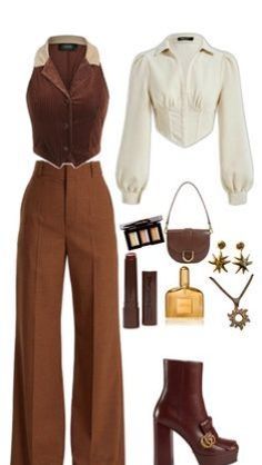 Chique Outfits, Classy Work Outfits, Easy Trendy Outfits, Brown Pants, Modest Fashion Outfits, Looks Chic, Professional Outfits, Mode Vintage, Mode Inspiration