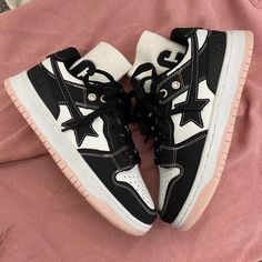 Home · KOSMUI · Online Store Powered by Storenvy Cute Star Shoes, Black And White Star Shoes, All Black Shoes Women, Black Aesthetic Shoes, Mha Shoes, Shoes With Stars, Shearling Sandals, Grunge Shoes, Nike Shoes Women Fashion