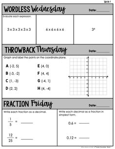 the worksheet for adding fraction and addition to graphing numbers in two different ways