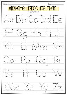 an alphabet practice sheet with the letters and numbers to be used for handwriting worksheets