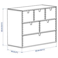 a drawing of a three - drawered cabinet with hooks on the front and bottom