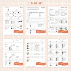 the farm life worksheet is shown in four different colors and sizes, including one for