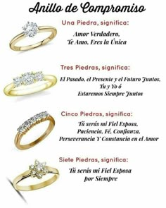 three different types of wedding rings in spanish