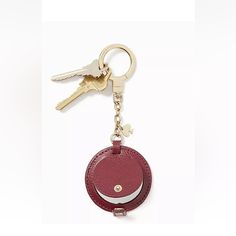 Kate Spade New York Circle Mirror Leather Keychain, Fob, Red, Black Cherry Spade Keychain, Mirror Keychain, Circle Mirror, Keychain Fob, Kate Spade Accessories, Black Cherry, Leather Keychain, Key Card Holder, Accessories Branding