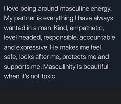 the text reads, i love being around masculine energy my partner is everything i have