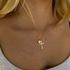 Handmade Gold Filled Chain, Cross Charm, and Mother Mary Charm Necklace. Truly Blessed Jewels is Handmade Jewelry that is customizable and personalized to fit your lifestyle. We design high quality jewelry at an affordable price. Shop our Gold Filled Jewelry Online & in store in Scottsdale, AZ. Miraculous Medal Necklace, Catholic Necklace, Christian Necklace, Gold Cross Necklace, Gold Cross Pendant, Figaro Chain, Miraculous Medal, Girl Jewelry, Christian Jewelry