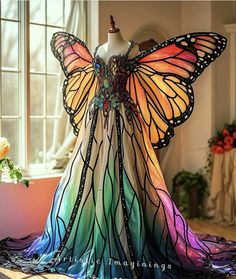 Butterfly Wing Dress, Butterfly Costume, Butterfly Fashion, Concept Clothing, Fantasy Dresses, Theme Dress, Dress Tutorials, Fantasy Gowns, Fairy Fashion