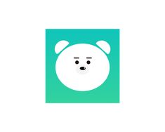 a white bear with green background on the left and right side of it's face