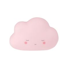 a pink cloud with eyes closed on a white background