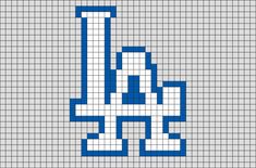 the los angeles dodgers logo made out of pixellated pixels, with blue and white letters