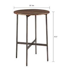 the table is shown with measurements for each side, and it has a wooden top