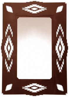 a brown frame with white designs on it